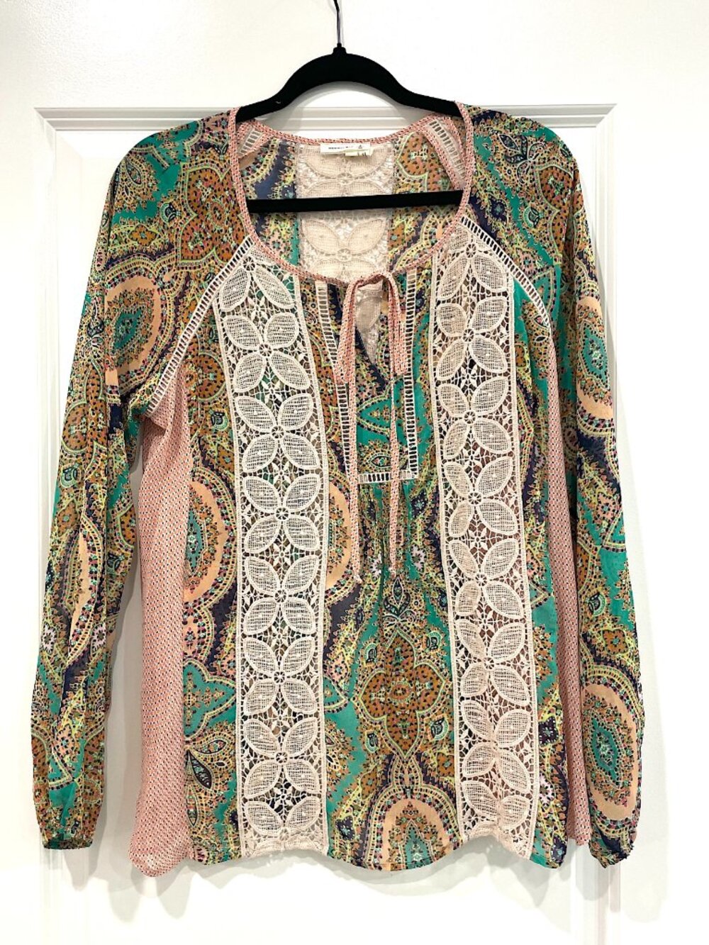 Anthropologie Meadow Rue Boho Paisley Lace Blouse M